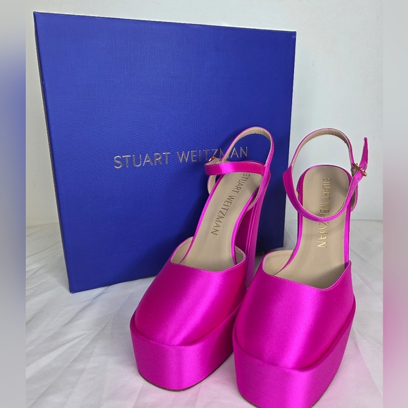 NWT Stuart Weitzman Size 10 Platform Heels In Hot Pink Shoes - Picture 2 of 13